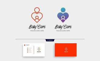 Kinderbetreuung Babypflege-Logo-Schablonenvektorillustrationsikonenelemente mit Visitenkartenvektor vektor