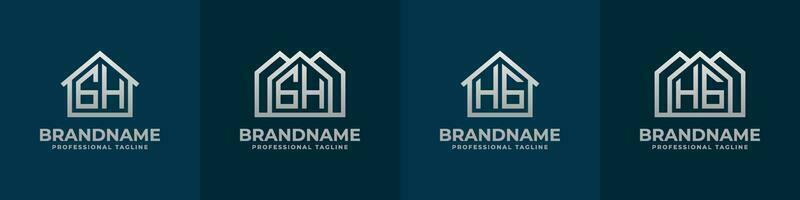 brev gh och hg Hem logotyp uppsättning. lämplig för några företag relaterad till hus, verklig egendom, konstruktion, interiör med gh eller hg initialer. vektor
