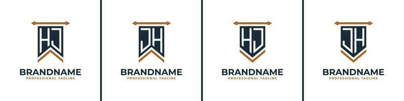 brev hj och J H vimpel flagga logotyp uppsättning, representera seger. lämplig för några företag med hj eller J H initialer. vektor