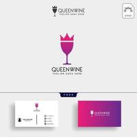 vinriket drottning vin elegant logotyp mall vektorillustration med visitkort vektor