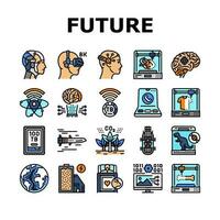 Zukunft Technologie Digita modern Symbole einstellen Vektor