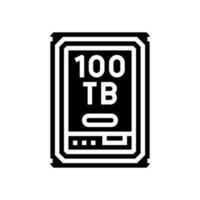 100 terabyte hård kör framtida teknologi glyf ikon vektor illustration