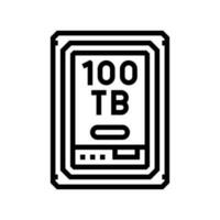 100 terabyte hård kör framtida teknologi linje ikon vektor illustration