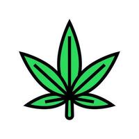 Cannabis Pflanze Blatt Gras Hanf Farbe Symbol Vektor Illustration