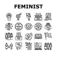 Mädchen Feminismus weiblich Frau Leistung Symbole einstellen Vektor