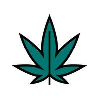 Cannabis Pflanze Gras Hanf Farbe Symbol Vektor Illustration