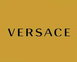 versace varumärke logotyp namn svart symbol kläder design ikon abstrakt vektor illustration med brun bakgrund