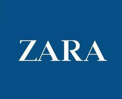 zara Marke Logo Weiß Symbol Kleider Design Symbol abstrakt Vektor Illustration mit Blau Hintergrund