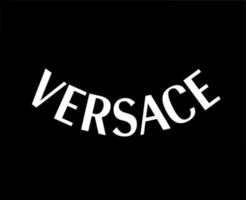 Versace Marke Symbol Name Weiß Logo Kleider Design Symbol abstrakt Vektor Illustration mit schwarz Hintergrund