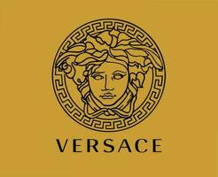 Versace Marke Logo schwarz Symbol Kleider Design Symbol abstrakt Vektor Illustration mit braun Hintergrund