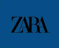 zara varumärke logotyp symbol kläder svart design ikon abstrakt vektor illustration med blå bakgrund