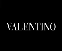 Valentino Marke Logo Name Weiß Symbol Kleider Design Symbol abstrakt Vektor Illustration mit schwarz Hintergrund