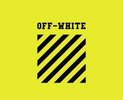 off-white symbol med namn svart logotyp kläder design ikon abstrakt vektor illustration med gul bakgrund