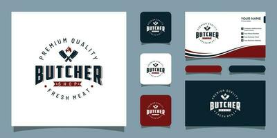 butchery affär logotyp design illustration , märka, bricka, emblem premie vektor