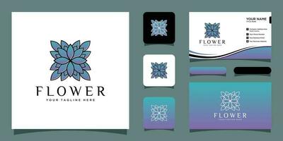 blomma logotyp lyx med företag kort design premie vektor