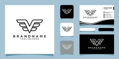brev v logotyp med vingar vektor ikon med företag kort design premie vektor