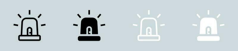 Blinker Licht Symbol einstellen im schwarz und Weiß. Notfall Zeichen Vektor Illustration.