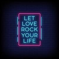 Lassen Sie Liebe Rock Neon Zeichen Stil Text Vektor