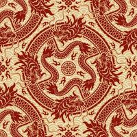 nahtlos Muster glücklich Chinesisch Neu Jahr 2024 das Drachen Tierkreis Zeichen mit asiatisch Elemente Papier Schnitt Stil auf Farbe Hintergrund. vektor