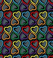 Hand gezeichnet Gekritzel Herzen nahtlos Muster im Regenbögen Farben vektor