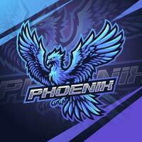 blaues Phoenix-Esport-Maskottchen-Logo-Design vektor
