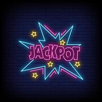 jackpot neonskyltar stil text vektor