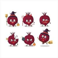Halloween Ausdruck Emoticons mit Karikatur Charakter von Zuckerrüben Wurzel vektor