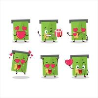 Geldautomat Karte Slot Karikatur Charakter mit Liebe süß Emoticon vektor