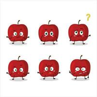 tecknad serie karaktär av röd äpple med Vad uttryck vektor