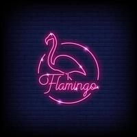 Flamingo-Neonzeichen-Stiltextvektor vektor