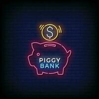Neon- Zeichen Schweinchen Bank mit Backstein Mauer Hintergrund Vektor