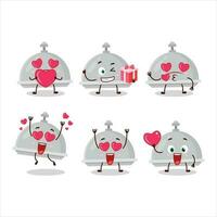 Silber Glocke Karikatur Charakter mit Liebe süß Emoticon vektor