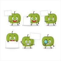 Grün Apfel Karikatur Charakter bringen Information Tafel vektor