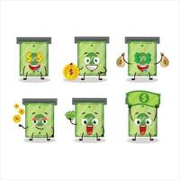 Geld Slot Karikatur Charakter mit süß Emoticon bringen Geld vektor