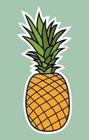 färsk ananas klistermärke tecknad serie hand dragen illustrationer vektor