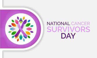 National Krebs Überlebende Tag ist beobachtete jeder Jahr im Juni, es ist ein Krankheit verursacht wann Zellen Teilen unkontrolliert und Verbreitung in Umgebung Gewebe. Vektor Illustration