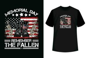 minnesmärke dag kom ihåg de fallen veteran- militär t-shirt design vektor mall