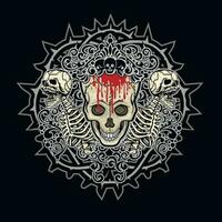 gotisk skylt med skalle, t-shirts i grunge vintage design vektor