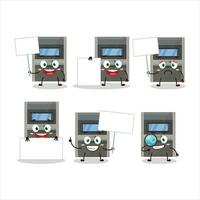 Geldautomat Maschine Karikatur Charakter bringen Information Tafel vektor