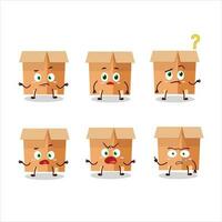 Karikatur Charakter von Büro Kisten mit Was Ausdruck vektor