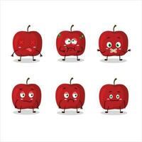 röd äpple tecknad serie karaktär med nej uttryck vektor