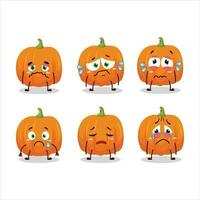 Orange Kürbis Karikatur Charakter mit traurig Ausdruck vektor
