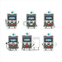 läkare yrke uttryckssymbol med Bankomat maskin tecknad serie karaktär vektor