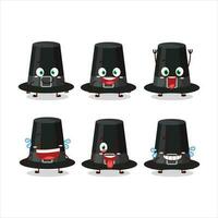 tecknad serie karaktär av svart pilgrimer hatt med leende uttryck vektor
