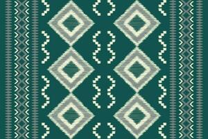 etnisk ikat tyg mönster geometrisk stil.afrikansk ikat broderi etnisk orientalisk mönster grön bakgrund. abstrakt, vektor, illustration.för textur, kläder, scarf, dekoration, matta, siden. vektor