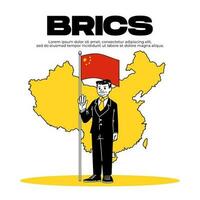 China ist ein Mitglied von das Brics. Weiß isoliert Hintergrund und Land Karte Vektor