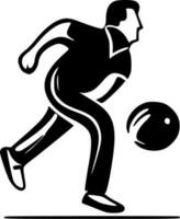 Bowling - - schwarz und Weiß isoliert Symbol - - Vektor Illustration