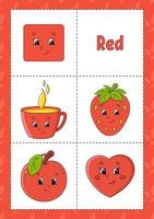 Lernfarben Karteikarte für Kinder - rot vektor