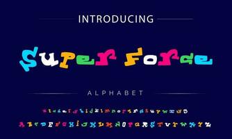 funky bunt Karikatur Schriftart Typ. Vektor Alphabet