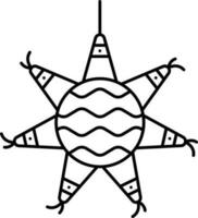 hängande pinata stjärna ikon i linjär stil. vektor